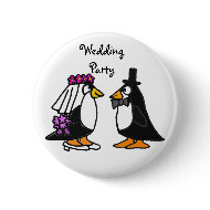 BA- Penguin Wedding Party Buttons button