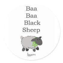 Baa Baa Black Sheep Round Stickers
