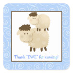 Baa Baa Sheep Blue Lamb Square Envelope Seals 20 Square Stickers
