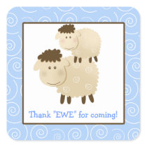 Baa Baa Sheep Blue Lamb Square Envelope Seals 20 Square Stickers