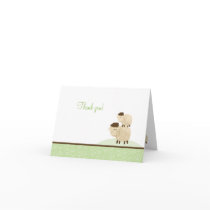 Baa Baa Sheep Neutral Green Folded Thank you notes Greeting Cards