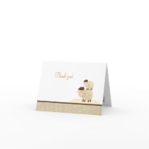 Baa Baa Sheep Neutral Tan Folded Thank you notes Greeting Cards