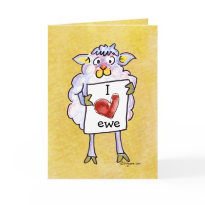 Baaaah Mine Valentines Day Cartoon Sheep Greeting Card by zooogle