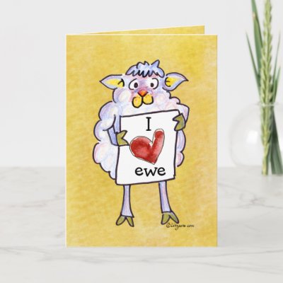 Baaaah Mine Valentines Day Cartoon Sheep Greeting Card by zooogle