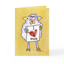 Baaaah Mine Valentines Day Cartoon Sheep Greeting Card