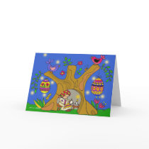 Baba and the Pysanky Tree Ukrainian Folk Art Card