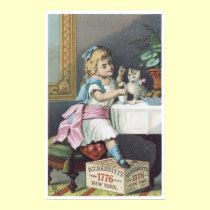 Babbits Girl with Cat posters by vintagegiftmall Babbits Girl with Cat posters