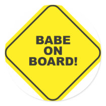 babe on board round stickers