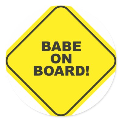 babe on board round stickers by hungshoe