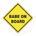 Babe On Board Round Sticker