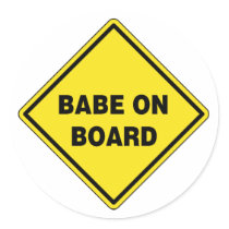 Babe On Board Round Sticker