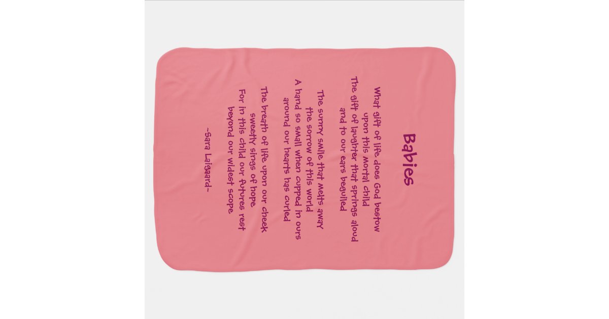 Babies poem receiving blanket Zazzle
