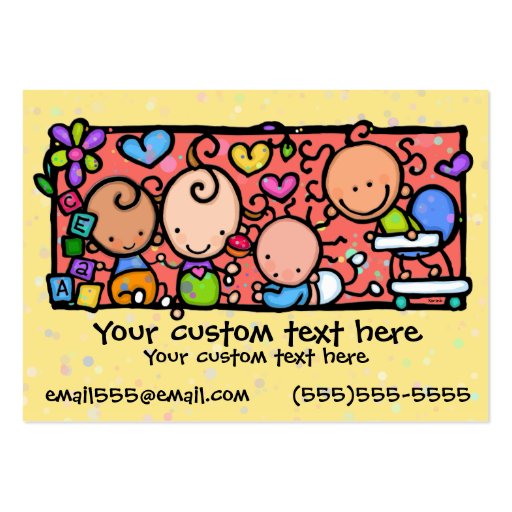 Babies Toddlers Daycare Nursery YELLOW Business Card Templates (front side)