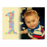 Baby 1st Birthday Balloons Thanks Photo Postcard