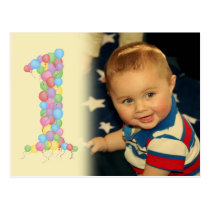 Baby 1st Birthday Balloons Thanks Photo Postcard