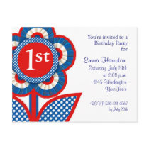 Baby 1st Birthday Postcard Invitation in July
