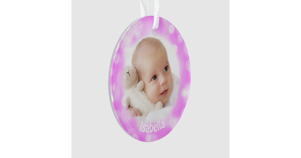 baby 1st christmas pink holiday photo ornament zazzle baby 1st christmas pink holiday photo ornament zazzle