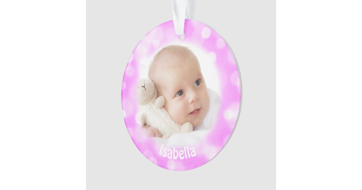 baby 1st christmas pink holiday photo ornament zazzle baby 1st christmas pink holiday photo ornament zazzle
