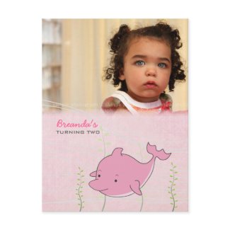 Baby 2nd Birthday Party Dolphin Invite Card postcard