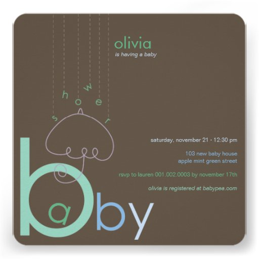 Baby "a" in B Boy Blue Cute Baby Shower Invitation