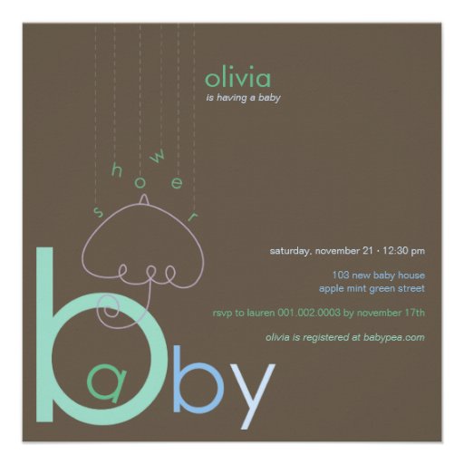 Baby "a" in B Boy Blue Cute Baby Shower Invitation