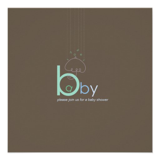 Baby "a" in B Boy Blue Cute Baby Shower Invitation