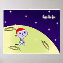 Baby alien on moon posters