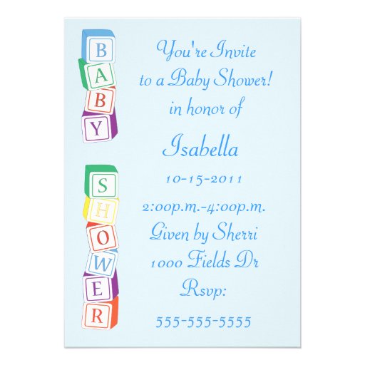 Baby Alphabet Block Boy Baby Shower Invitation