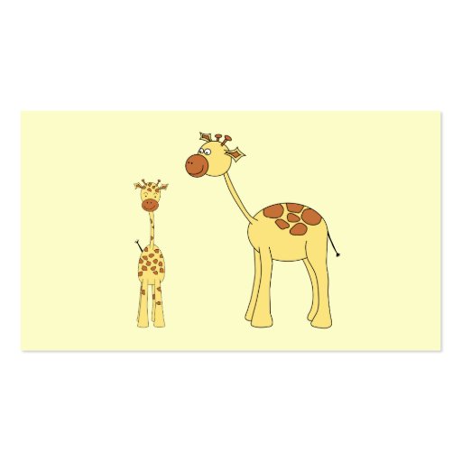 Baby and Adult Giraffe. Business Card Template (back side)