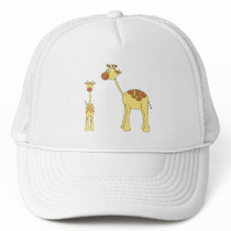 Baby and Adult Giraffe. Hats