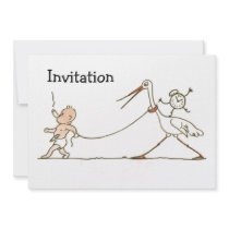Baby and Stork Personalized Invitation