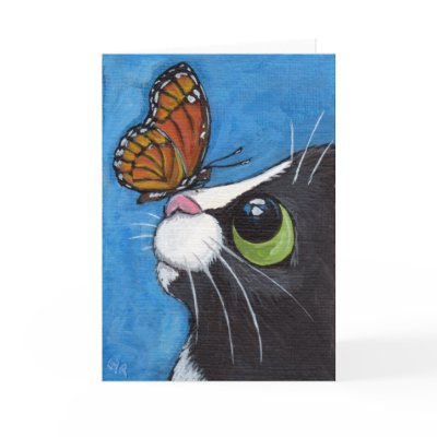 Baby and the Viceroy - Cat Art Greeting Card