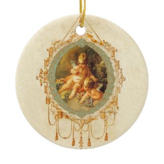 Baby Angel and Golden frame ornament