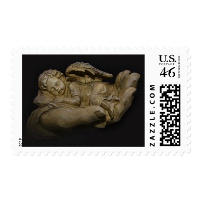 Baby Angel Wings Sleeping in Hand Postage Stamps by KahunaLuna