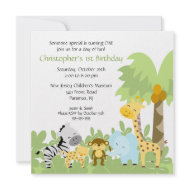 Baby Animal Jungle Birthday Invitation invitation