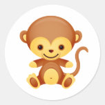Baby Animal Monkey Round Sticker
