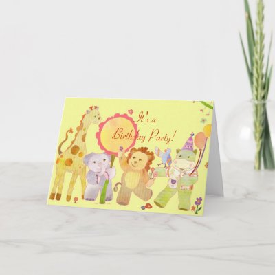 Baby Animals: Birthday Party Invitation for Kids Greeting Cards by 