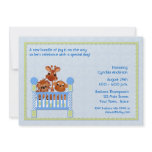 Baby Animals, Crib Blue Green Shower Invitation