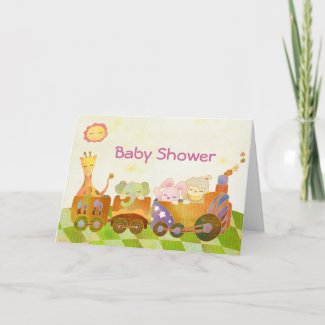 Baby Animals on Choo Choo Train: Baby Shower card