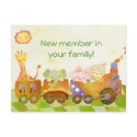 Baby Animals on Choo Choo Train: New Baby Postcard