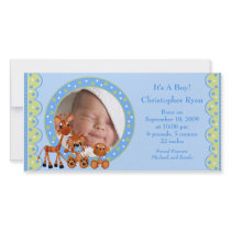 Baby Animals PHOTO  Boy Birth Announcement Photo Greeting Card