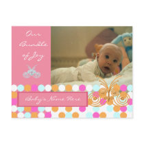 Baby Announcement Pink Post Cards