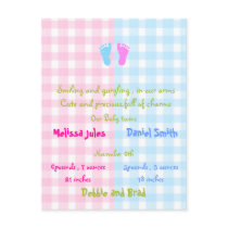 baby announcement postcard - twins by cute4kids baby announcement postcard - twins