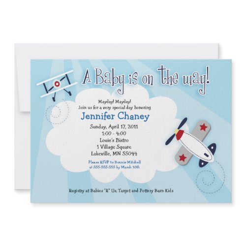 BABY AVIATOR Airplane 5x7 Baby Shower Invitation invitation