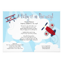 BABY AVIATOR Airplane 5x7 Baby Shower Invitation