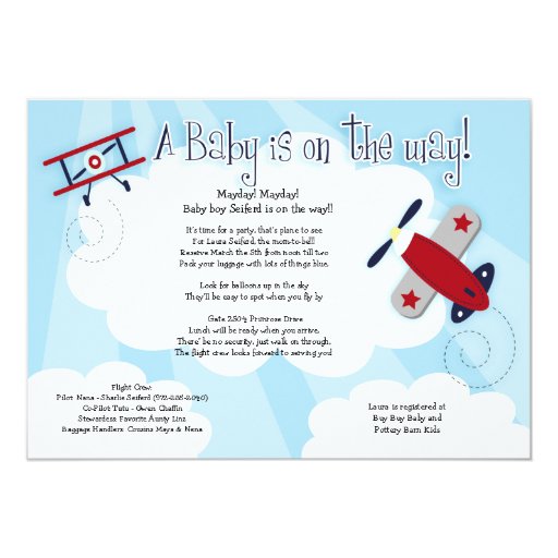 Baby Aviator Airplane 5x7 Baby Shower Invitation 5 Quot X 7 Quot Invitation Card Zazzle Airplane Baby Shower Invitation Templates