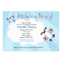 BABY AVIATOR Airplane 5x7 Baby Shower Invitation