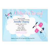 BABY AVIATOR Airplane 5x7 Baby Shower Invitation