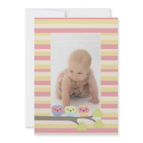 Baby Baptism Christening Pink Dolphin Photo Invite