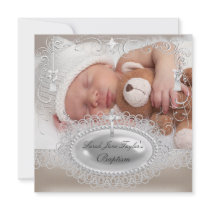 Baby Baptism Girl Boy Christening Pearl Custom Announcement